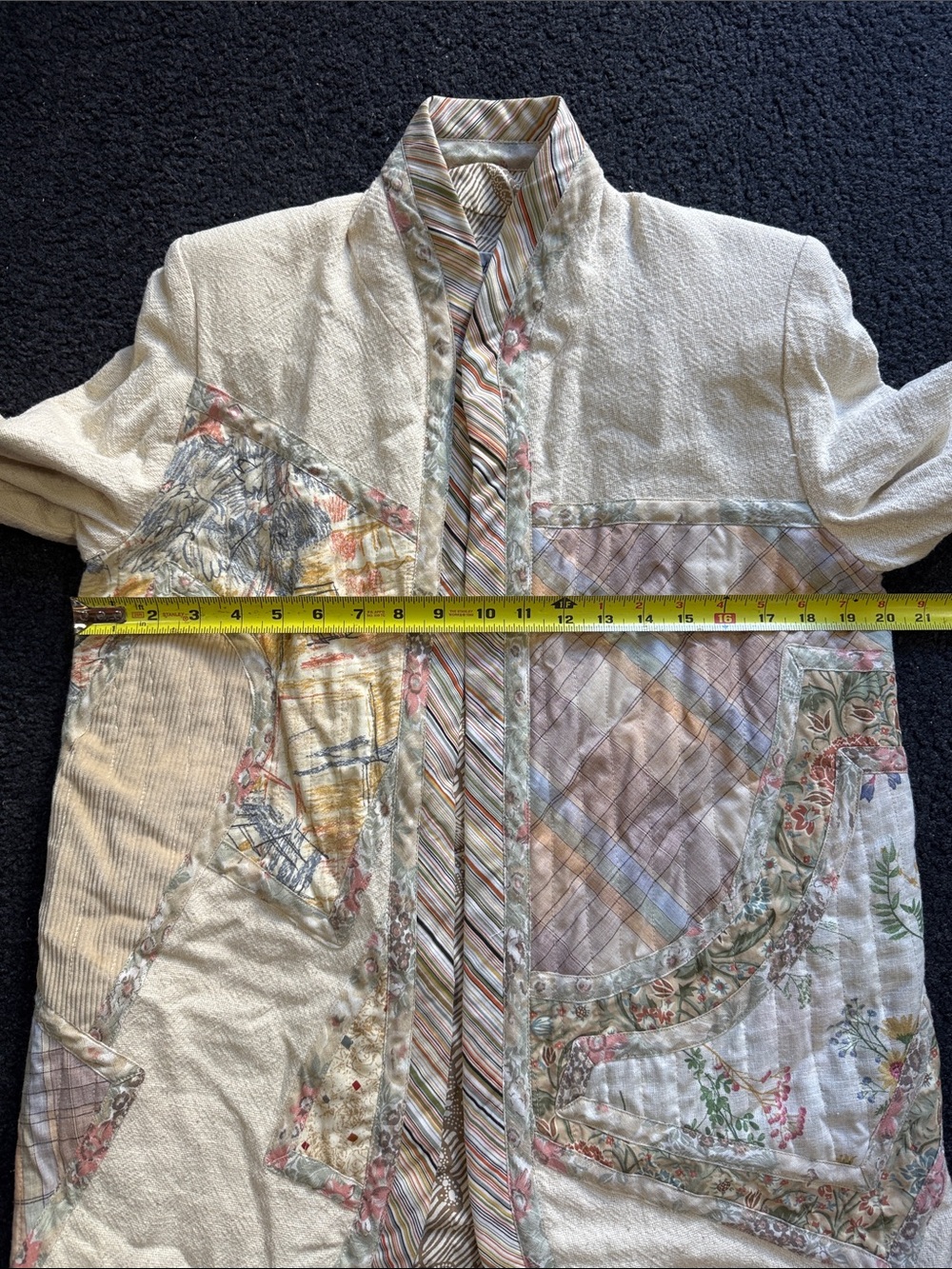 Catherine Carr Vintage Quilted Patchwork Cream Women's Jacket - Picture 7 of 9